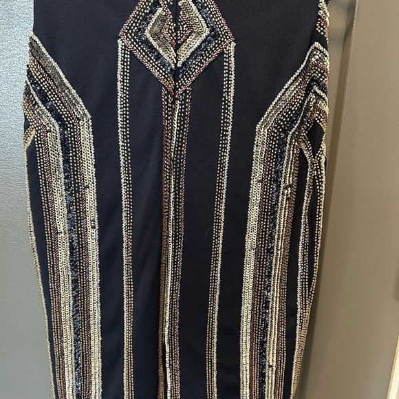 AIDEN MATTOX SEQUINED ART DECO OLD MONEY MADE IN INIDA MIDNIGHT BLUE LIKE NEW  0 - Picture 3 of 6